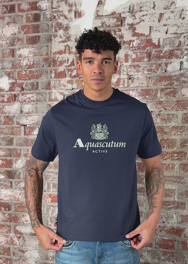 Aquascutum T-shirts Big logo t-shirt - navy