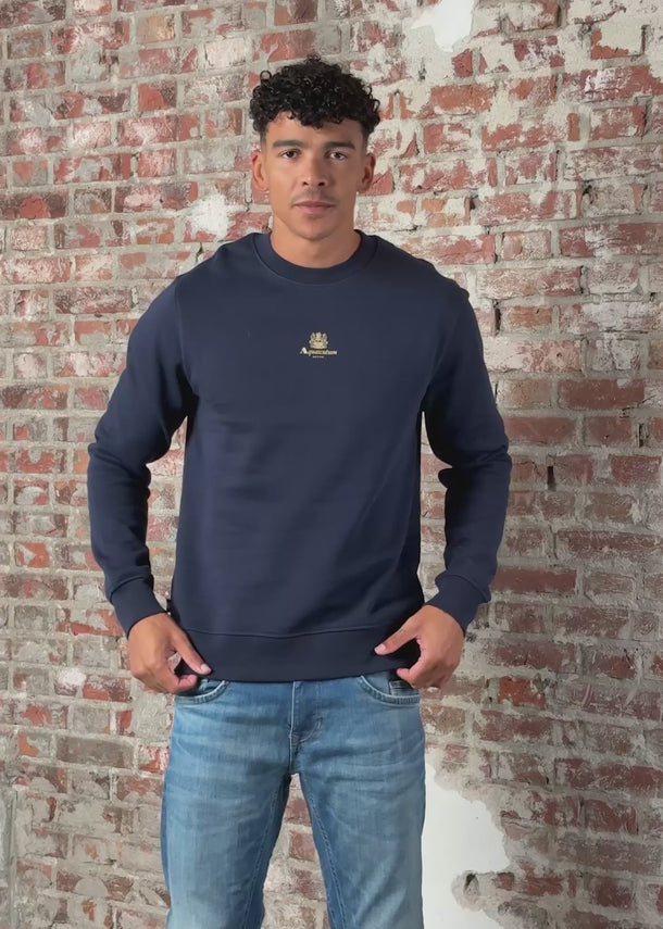 Aquascutum Truien Centered logo crewneck - navy