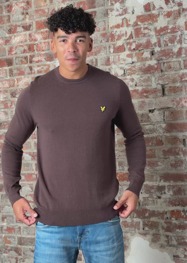 Lyle & Scott Truien Cotton merino crew neck jumper - espresso