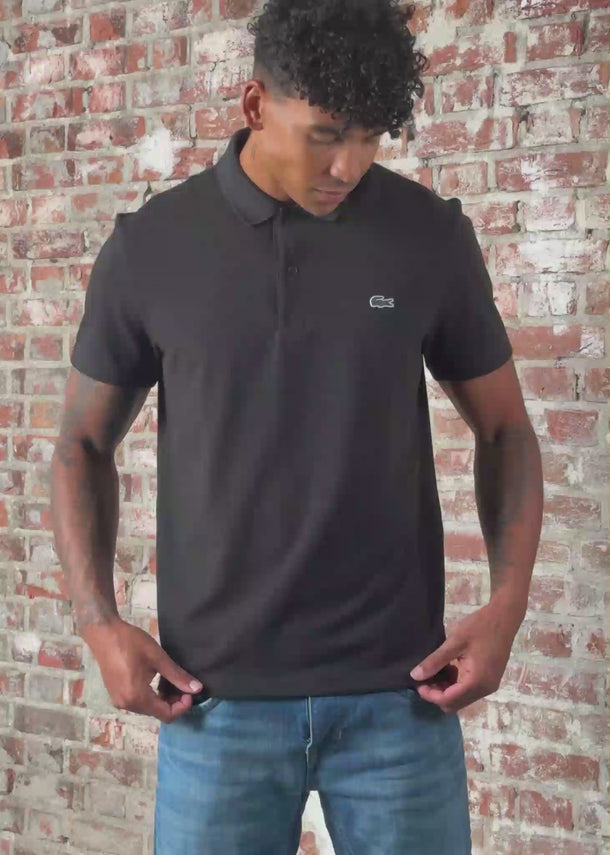 Lacoste Polo's Short sleeved ribbec collar polo shirt - black