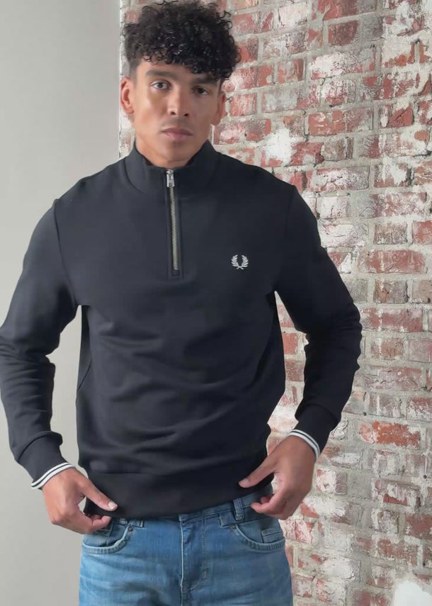 Fred Perry Truien Half zip sweatshirt - black