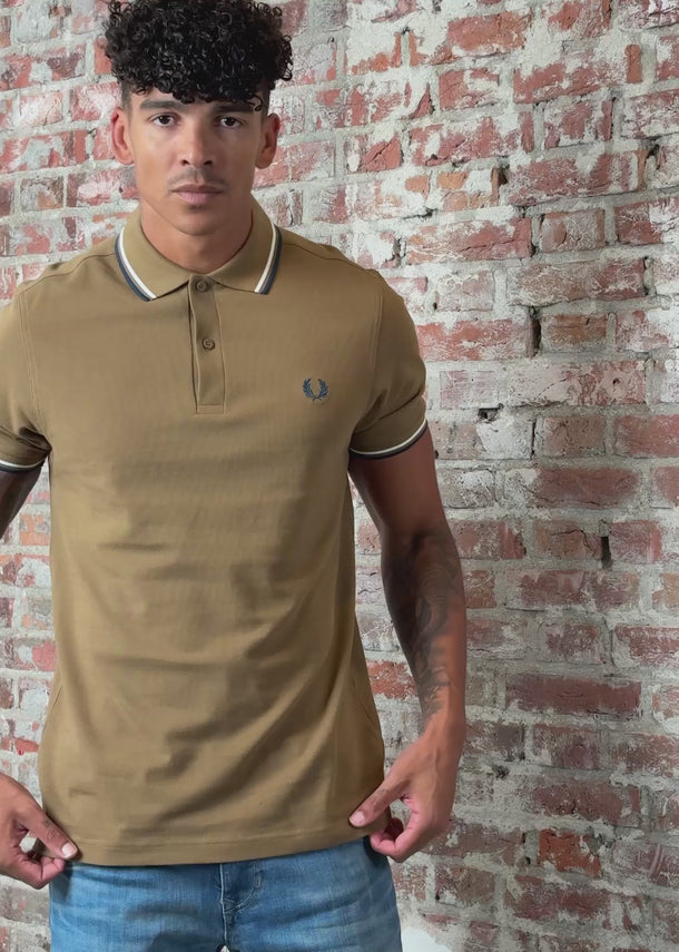 Fred Perry Polo's Twin tipped polo - shaded stone ecru dark petrol
