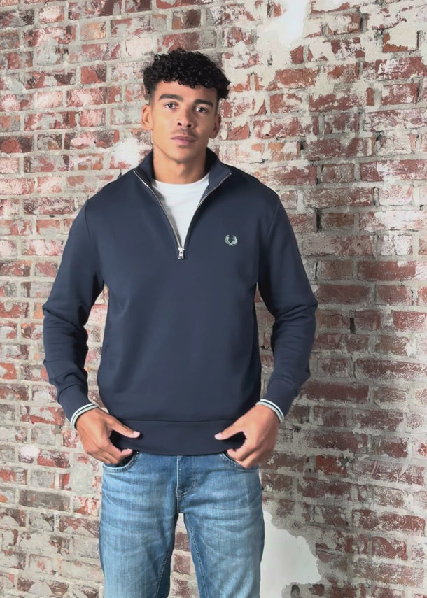 Fred Perry Truien Half zip sweatshirt - dark airforce light ice bayleaf