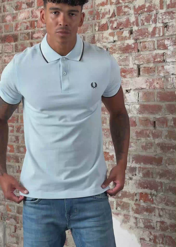 Fred Perry Polo's Twin tipped fred perry polo shirt-Light Ice Snow White Tennisblue