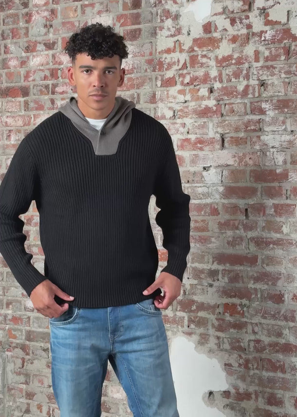 Armani Exchange Hoodies Pullover - black dark gull dray