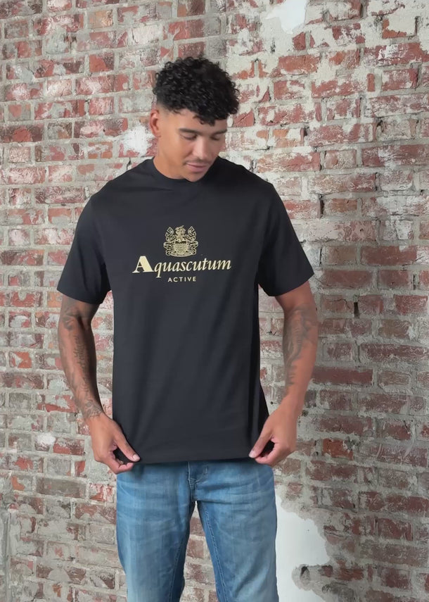 Aquascutum T-shirts Big logo t-shirt - black