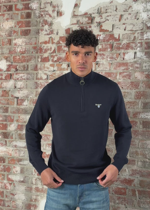 Barbour Truien Barbour lingwood compact cotton half zip sweater - navy