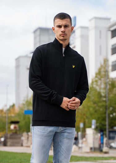 Lyle & Scott Truien Loopback quarter zip sweat - jet black